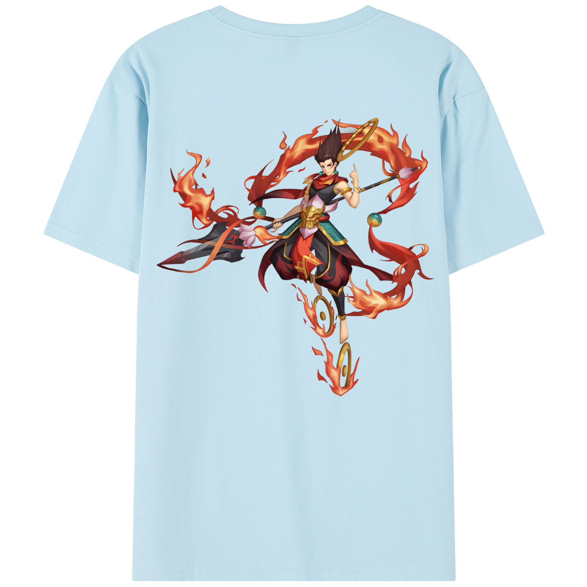 （画像用） Ne Zha 2 ナタ 魔童の大暴れ 綿100％半袖Tシャツ（背面プリント）